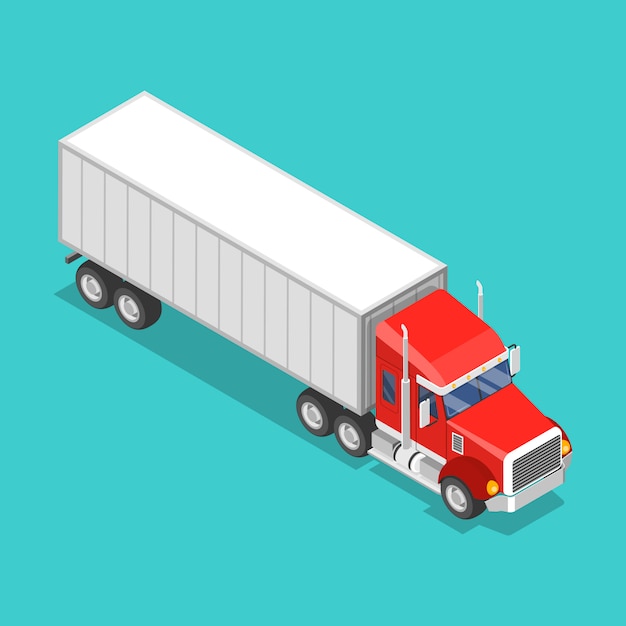 Isometric flat vector concept of a cargo truck.