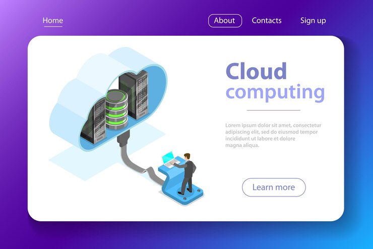 Vector isometric flat vector concept of cloud computing technology