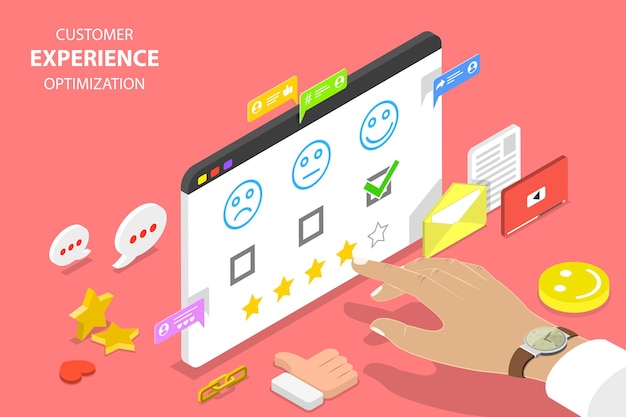 Isometric flat vector concept of customer experience optimization