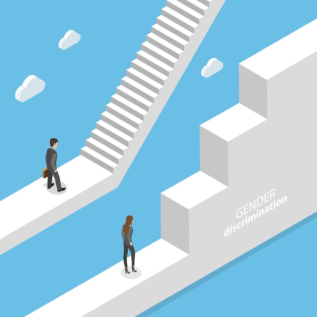 Isometric flat vector concept of gender discrimination