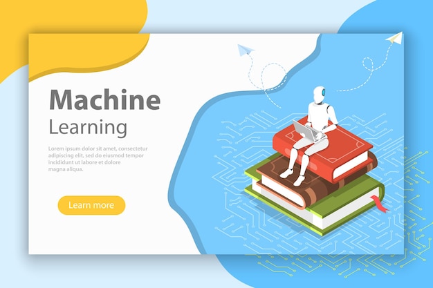 Concetto di vettore piatto isometrico di machine learning, ai, data mining, chatbot, big data.