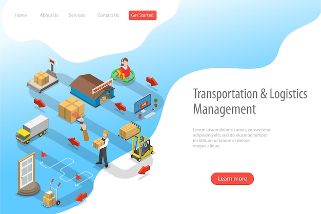 Vector isometric flat vector landing page template of express delivery service