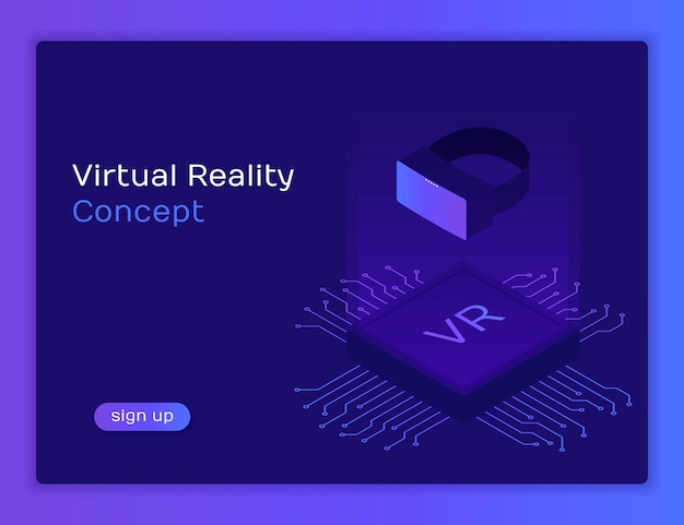 Isometric flat vr helmet virtual reality. platform the visual reality with microscheme. glasses  illustration