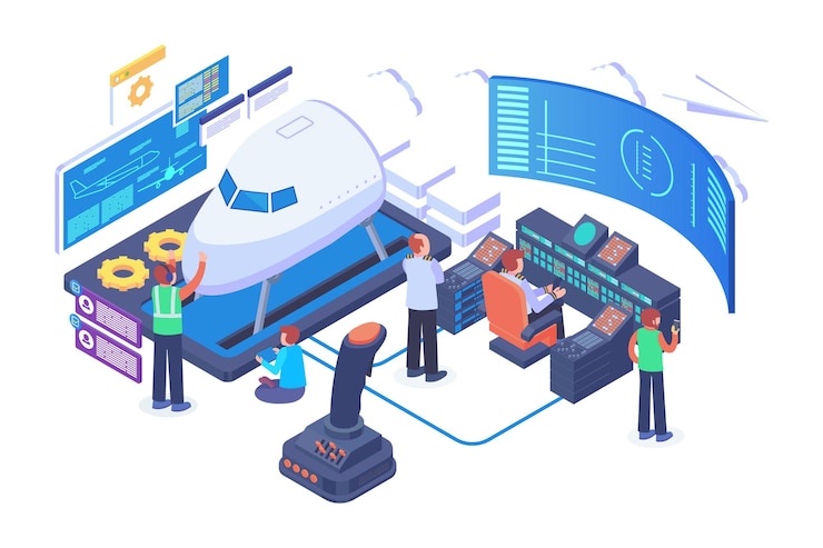 Vector isometric flight simulator technology vector
