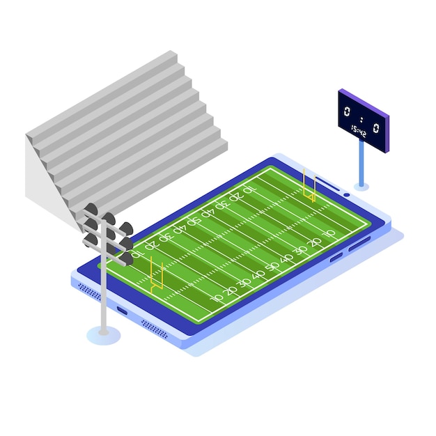스마트 폰에 아이소 메트릭 축구장입니다.