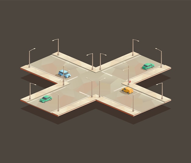 Isometric four-way intersection