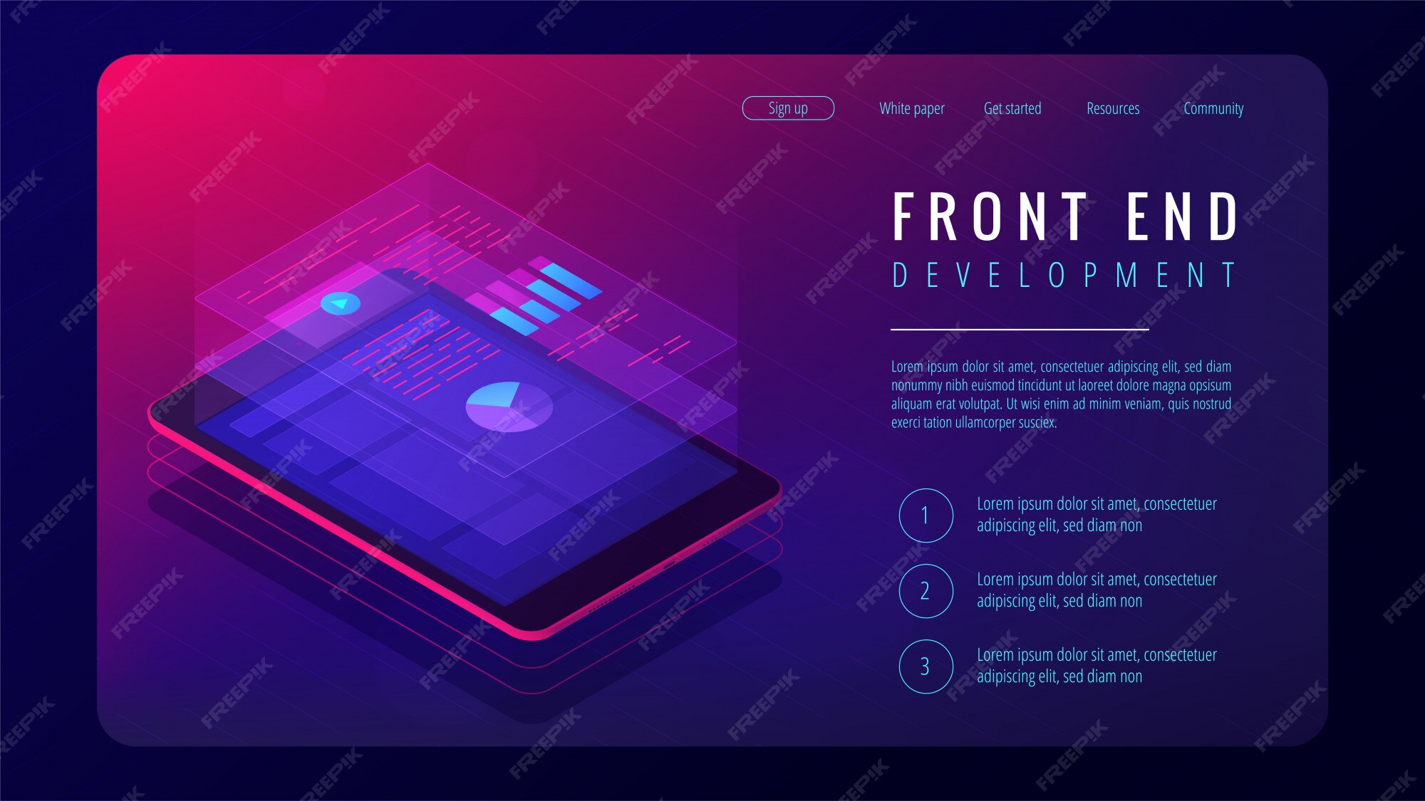 Premium Vector | Isometric front end development landing page concept.