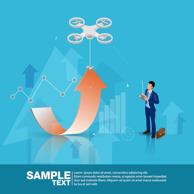 アイソメトリックな将来のビジネスリーダーのコントロールドローン