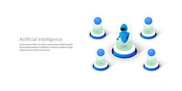 Isometric futuristic artificial intelligence