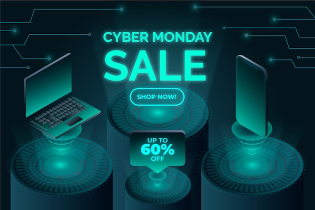 Isometric futuristic cyber monday background