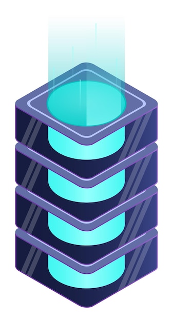 Isometric futuristic server Isometric database or data center Abstract blockchain Computer storage Cloud storage Isometric technology