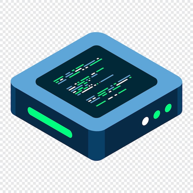 Isometric futuristic server Isometric database or data center Abstract blockchain Computer storage Cloud storage Vector illustration