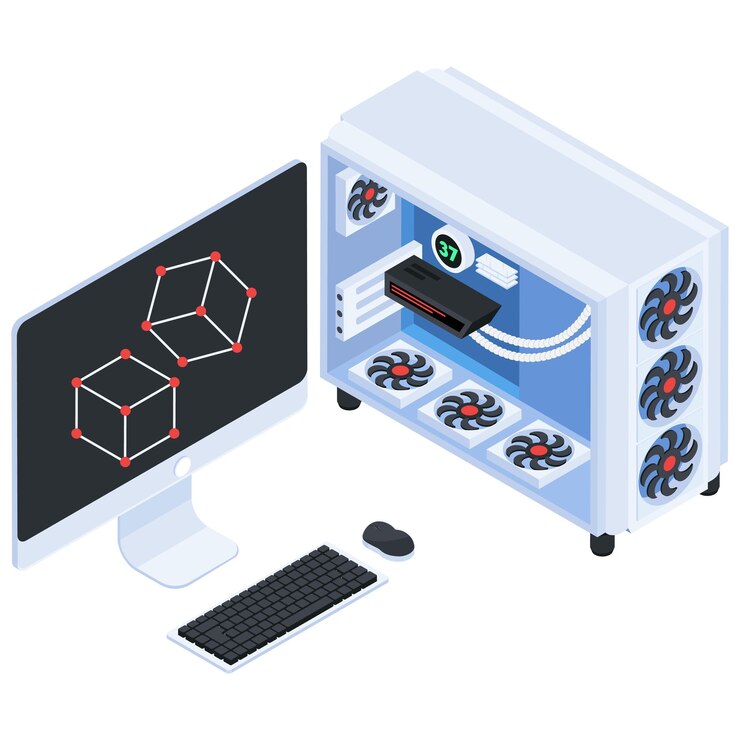 Vector isometric gaming pc setup