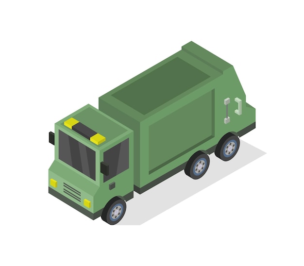 Isometric garbage truck