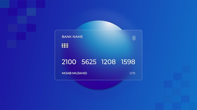 Isometric glass effect credit card vector design template