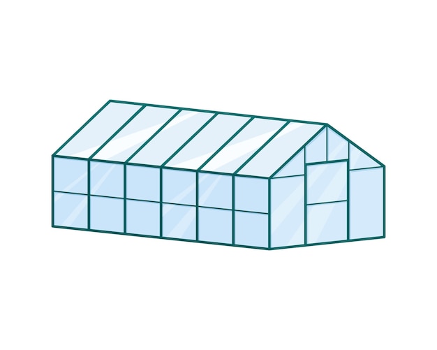 Isometric glass greenhouse Farm building for growing vegetables Garden construction for plants