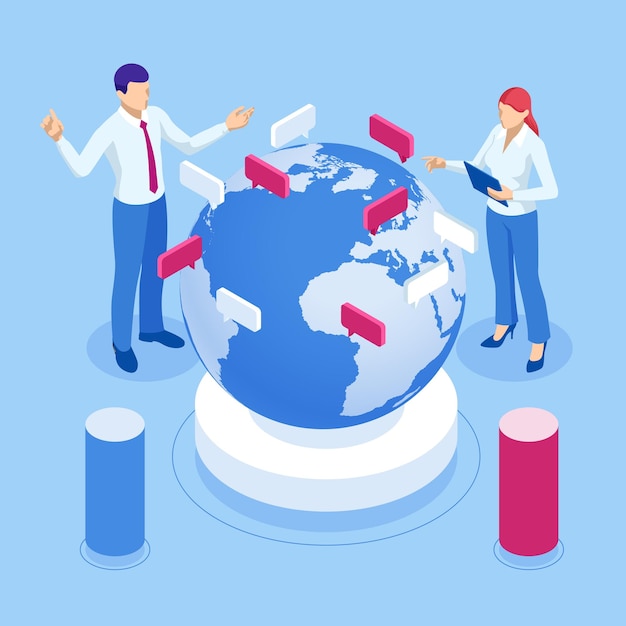 Isometric Global business of connections and information transfer in the world Global network connection