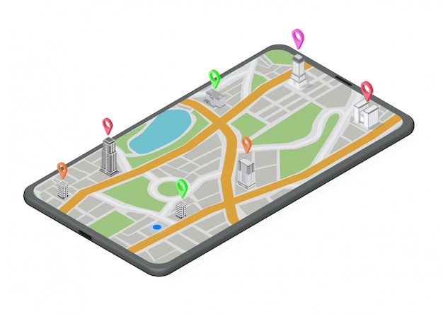 Isometric GPS Navigation Concept.