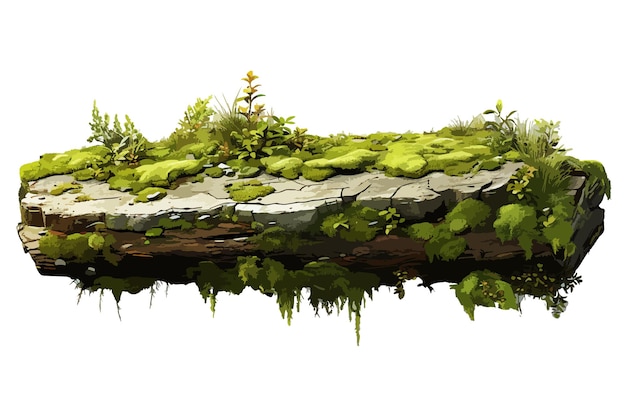 Вектор Изометрическая травянистая земля с деревьями и пустой поверхностью изолированный участок земли с сюрреалистичным ландшафтом