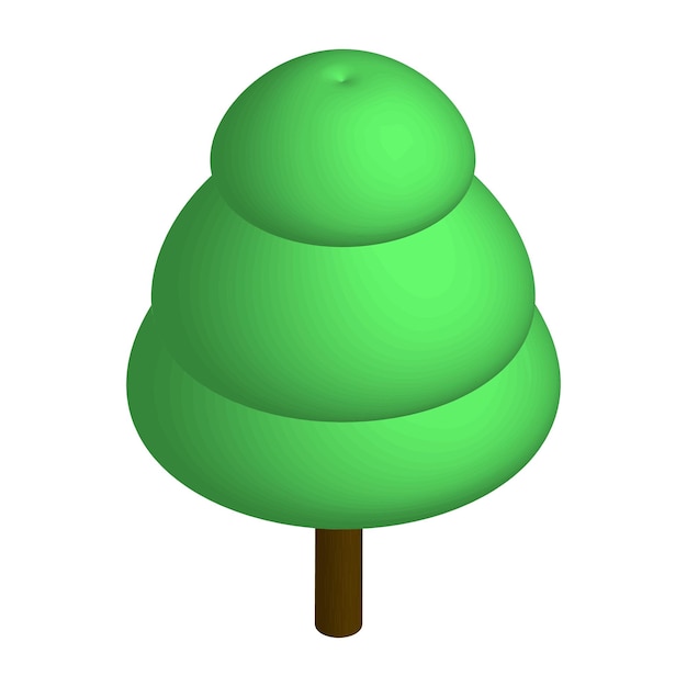 Isometric green tree with three tiers isolated on white Brown trunk and green crown Vector EPS10