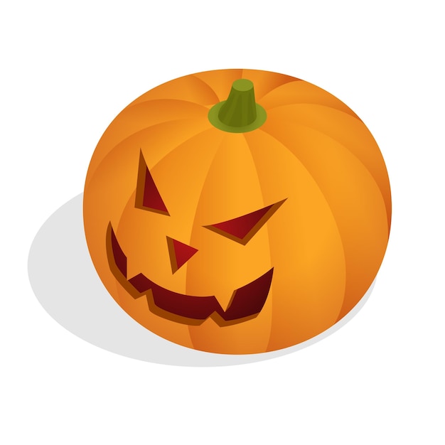 Isometric halloween pumpkin head jack lantern. halloween night blurred background with pumpkin