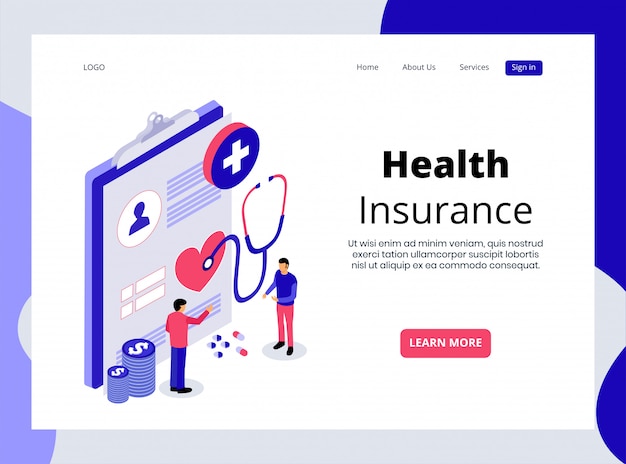 Isometric Health Insurance Landing Page