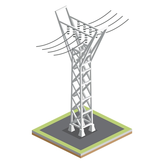 Vector isometric high voltage transmission line element of distribution chain