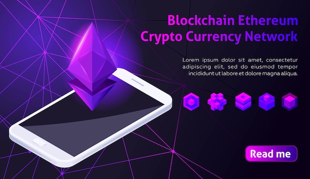 Isometric holographic geometric icon Blockchain CryptoCurrency Network