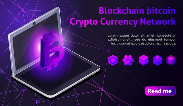 Isometric holographic geometric icon Blockchain CryptoCurrency Network