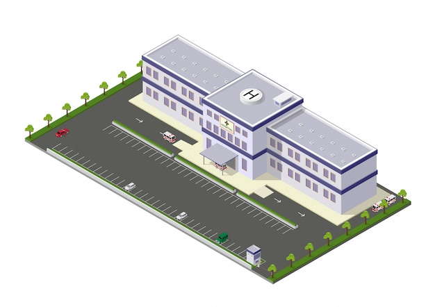 Isometric hospital building icon