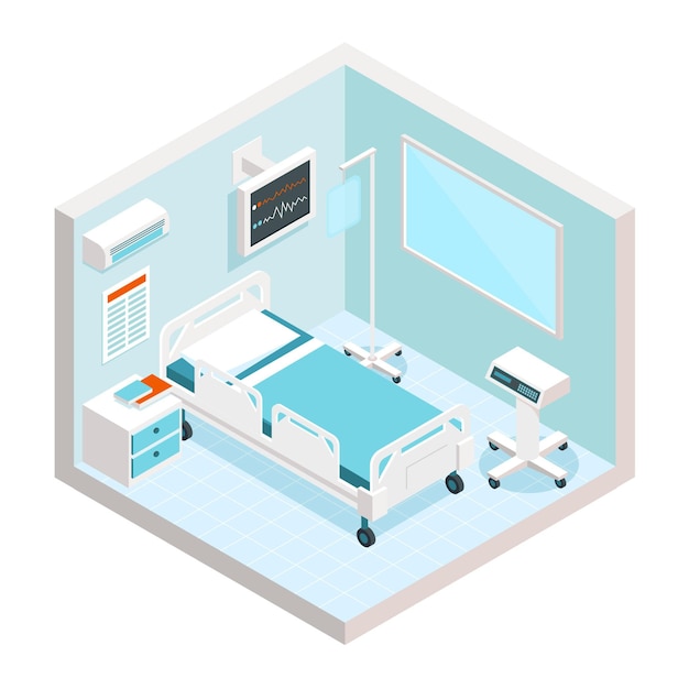 Isometric hospital room