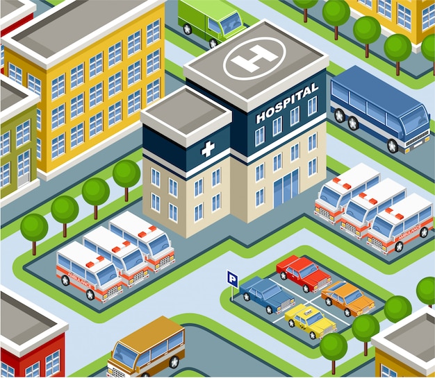 Isometric hospital.