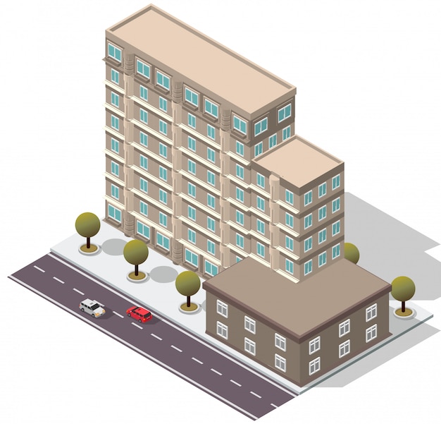 Vector isometric hotel apartment building