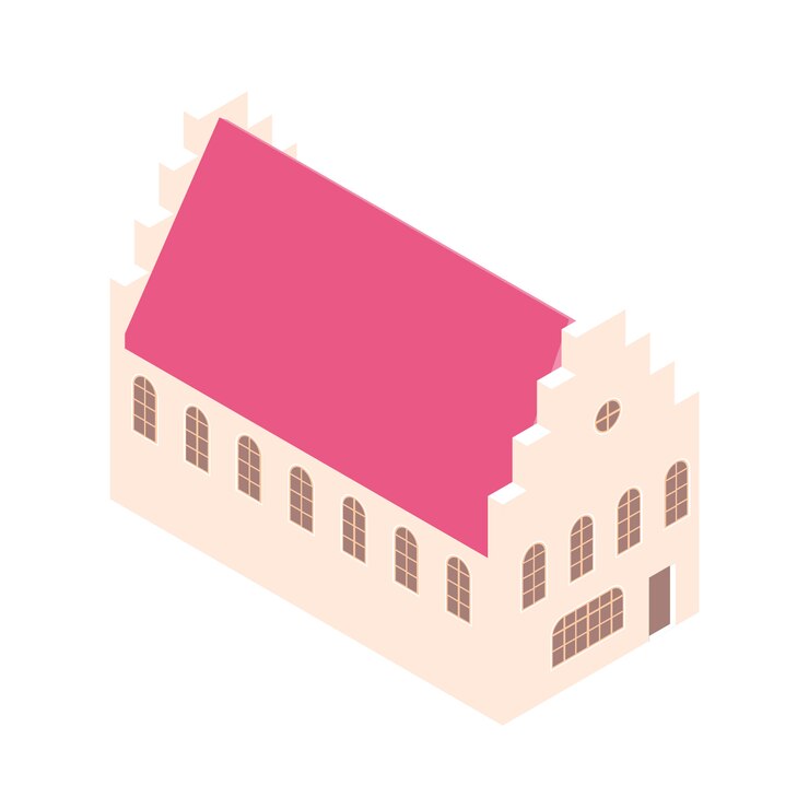 Vector isometric house with crow stepped gable. isolated