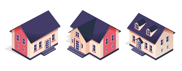 Isometric houses set