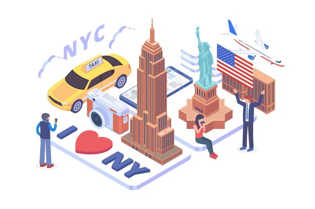 Vector isometric i love new york vector concept