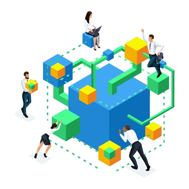 Vector isometric icon for achieving the goal in process of brain development development neural connection