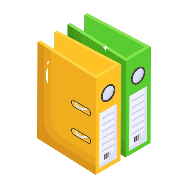 An isometric icon of binders with scalability