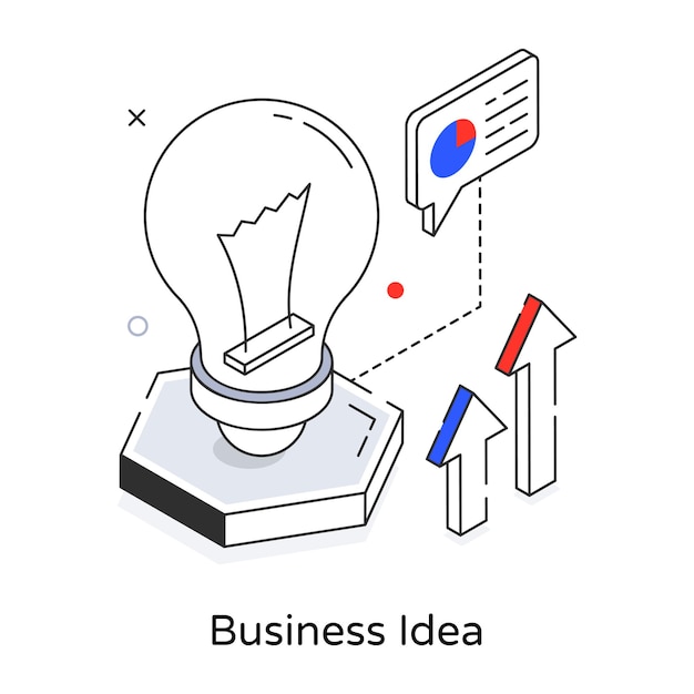Un'icona isometrica dell'idea imprenditoriale è disponibile per un uso premium