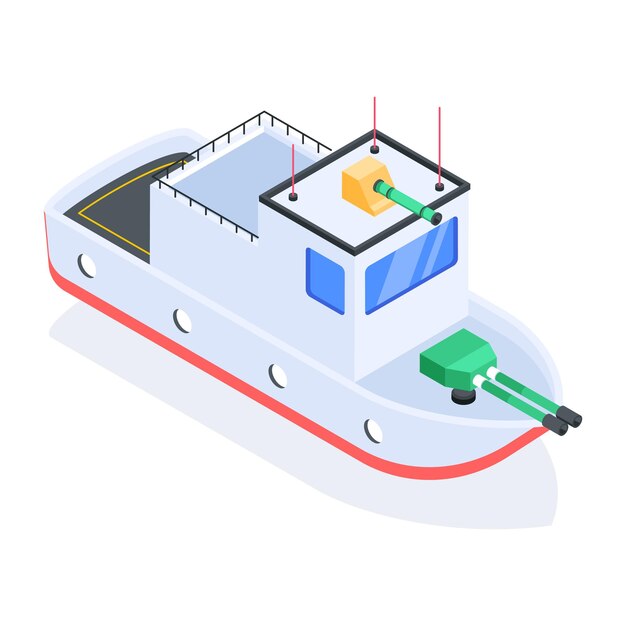 Isometric icon of cargo boat