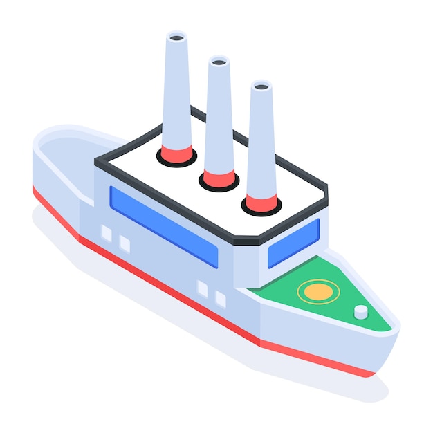 Isometric icon of cargo ship