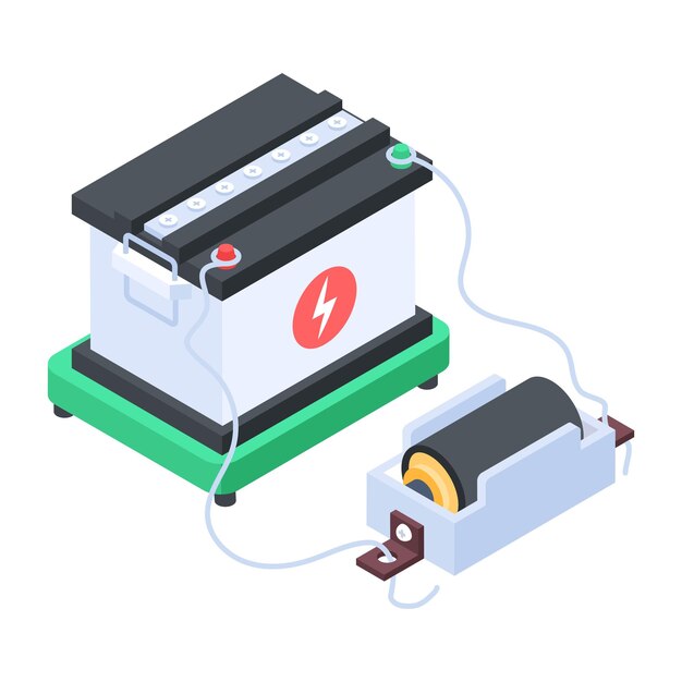 Vector isometric icon of charging cell