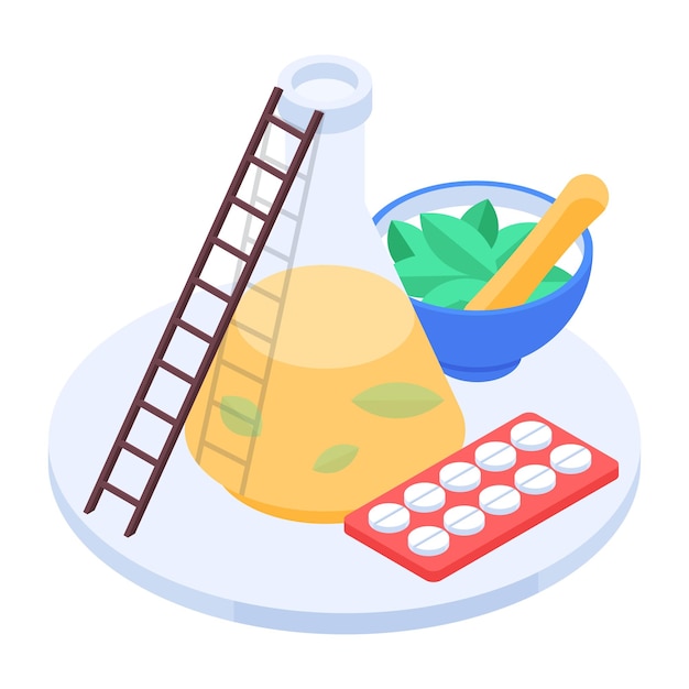 Isometric icon of chemical experiment