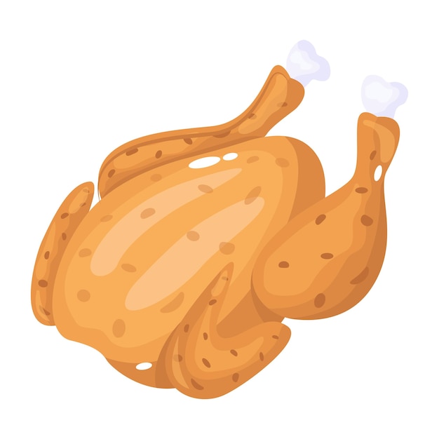 Vector an isometric icon of chicken roast vector format