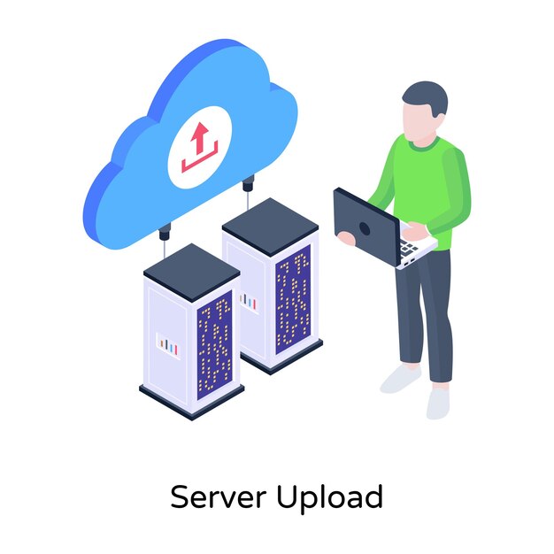 Isometric icon of cloud network editable graphic vector