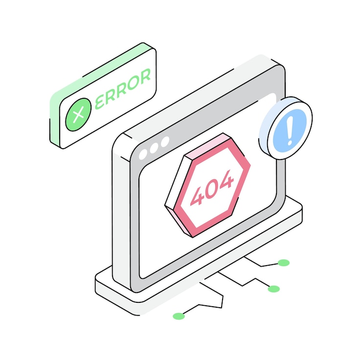 Vector an isometric icon depicting 404 error page