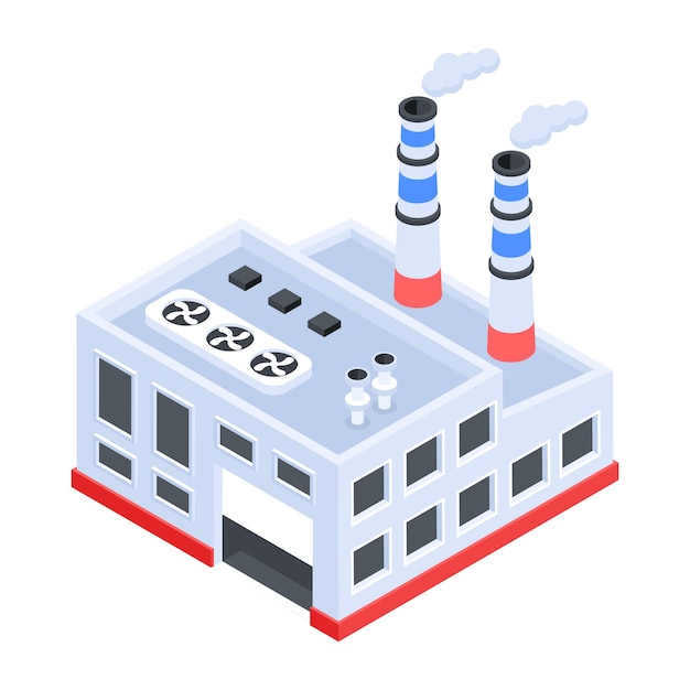 Isometric icon of factory pollution