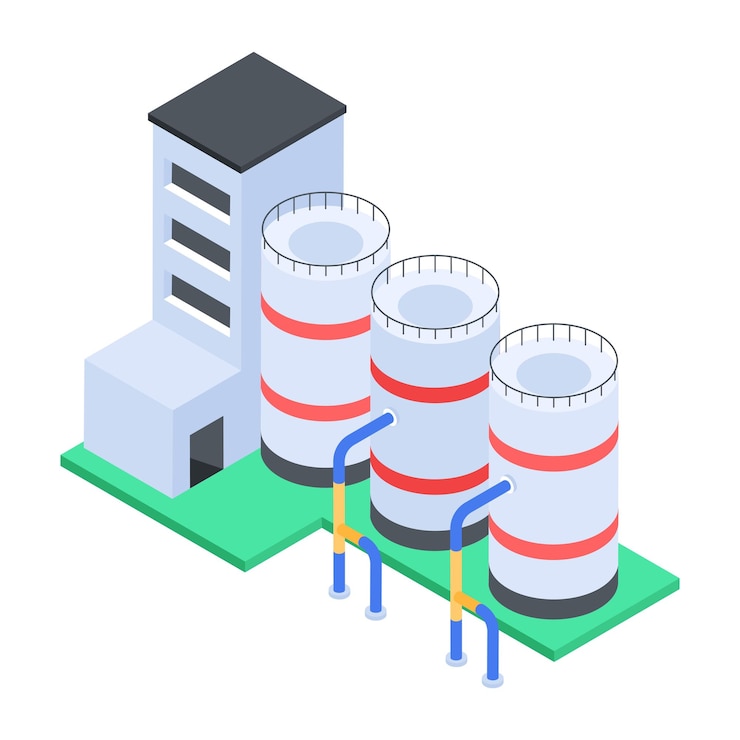 Vector isometric icon of factory pollution
