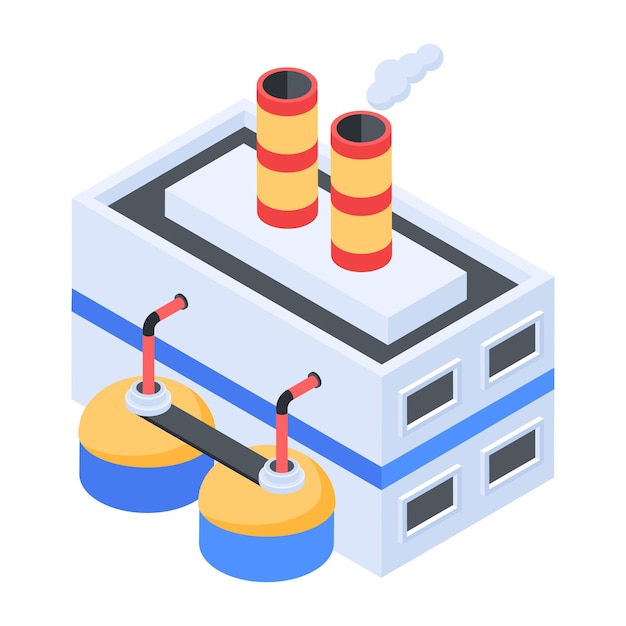 Isometric icon of factory pollution