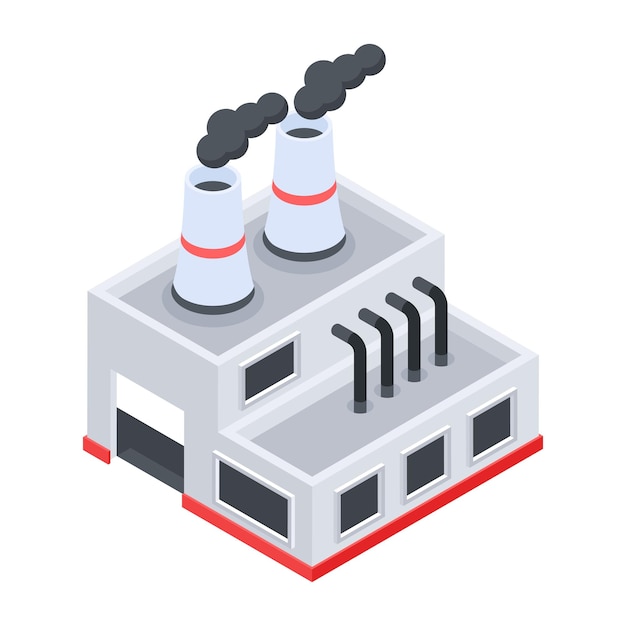 Isometric icon of factory pollution